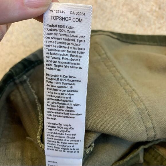 Topshop green camo denim mini skirt size 8 - Picture 8 of 14